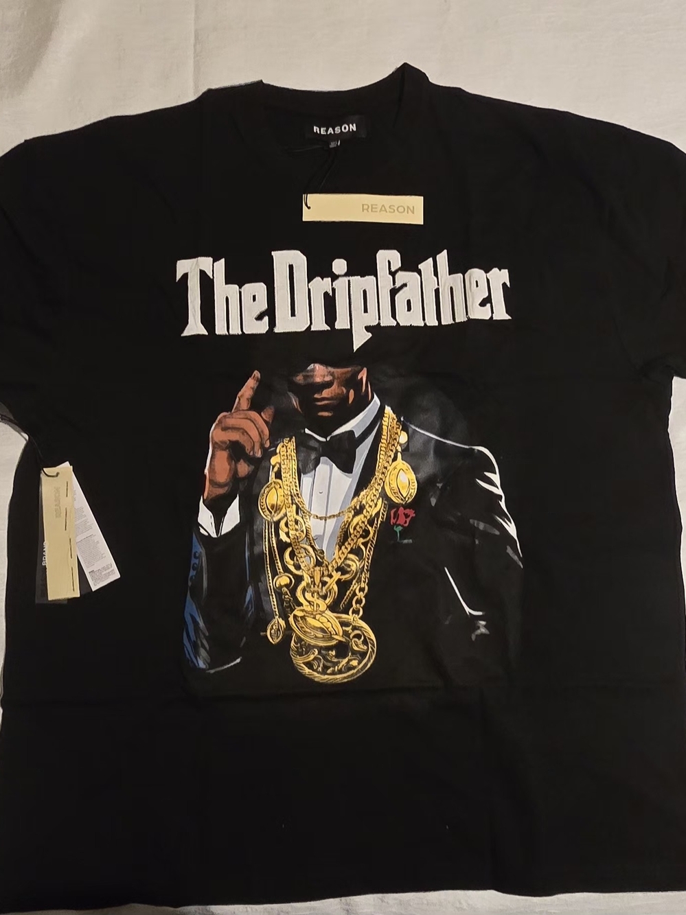 Reason Black 'The Dripfather' Graphic Tee with Gold Print